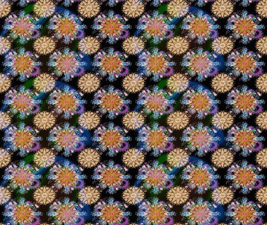 Eski usul küçük çiçekli şirin bir eskiz deseni. Raster illüstrasyonu. Moda arka planında parlak buketler. Kumaş, duvar kâğıdı ve kağıda yazdırmak için gelişen arkaplan.