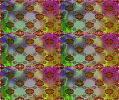 Düz Çiçek Elementleri Tasarımı. Kahverengi ve yeşil renkli çiçekler. Raster illüstrasyonunda kusursuz çiçek deseni. Renkli Bahar Teması Kusursuz Arkaplan.