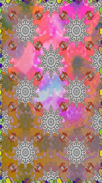 Çiçekli karalama şeklinde Raster çiçek deseni. Gri renkli çiçekler. Yumuşak, yaz çiçekli arka plan.