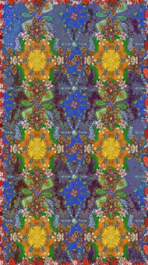 Şirin çiçekli, desenli, kahverengi ve mavi renklerde renksiz desenler. Tekstil için dikişsiz suluboya desen. El çizimi çiçek pürüzsüz desen (taş)).