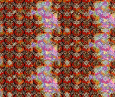 Soyut etnik raster çizim kalıbı. Çiçekler. Vadinin çiçekleri kahverengi renklerde.