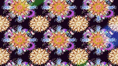 Siyah çiçekli eskiz deseni, suluboya çiçek deseni, sevimli çiçek, duvar kağıdı, kart ya da kumaş için fayanslı. Raster - stok.