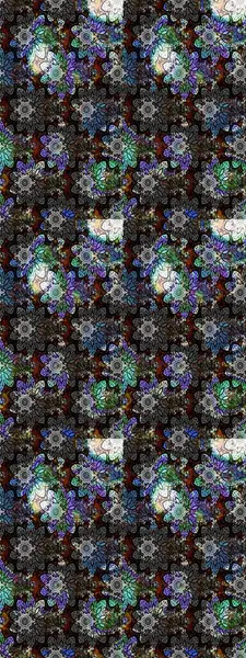 Çiçek çelengi. Güzel, parlak, pürüzsüz kumaş, tuval. Desen, çizim, çiçek sınırı. Eski moda arka plan. Raster illüstrasyonu. Kıvırcık, parlak örgü.