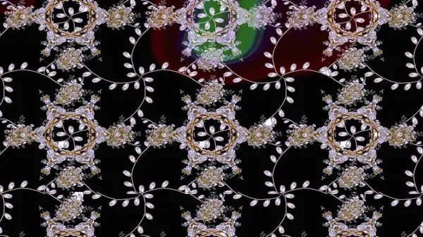 Yapraklı çiçekler ve papatya çiçekli siyah renkte papatyalar. Raster - stok. Taslak arkaplan deseni.