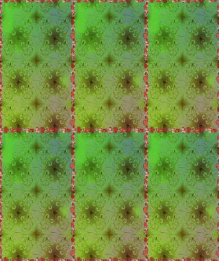 Raster Floral Illustration in cute textile. Elegance seamless pattern with ethnic flowers on green and neutral colors.