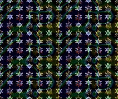 Çiçek desenli çizim. Asya tekstil tarzında. Raster illüstrasyonu. Raster illüstrasyonu. Siyah renkte çiçekler.