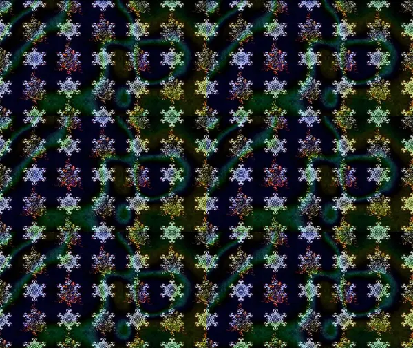 Çiçek desenli çizim. Asya tekstil tarzında. Raster illüstrasyonu. Raster illüstrasyonu. Siyah renkte çiçekler.