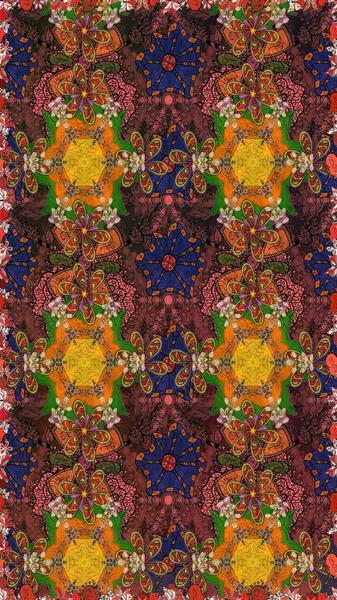 Şirin çiçekli kusursuz desen kahverengi ve turuncu renklerde yapraklar, suluboya çiçek desenleri, duvar kağıdı, kart ya da kumaş için fayanslar. Raster illüstrasyonu.