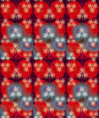 Raster çiçek desenleri çiziyor. Vadinin çiçekleri kırmızı renklerde.