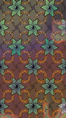 Kahverengi ve gri renkli çiçekler. Renkli Yaz Temalı eskiz kalıbı. Raster Illustrasyon 'daki Çiçek Deseni' nin son moda çizimi. Düz Çiçek Elementleri Tasarımı.