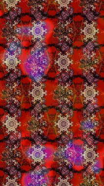 Raster deseni. Bahar çiçekleriyle desen dalla, kahverengi renklerle çiçek siluetiyle.