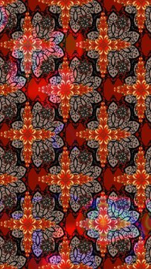 Raster deseni. Çiçekli çiçek deseni, suluboya. Süslü kumaş deseni.