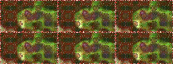 El çizimi çiçekli, soyut, pürüzsüz desen. Raster illüstrasyonu. Kahverengi ve yeşil renkte çiçekler.