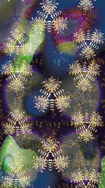 Kumaş, tekstil, duvar kağıdı baskısı için. Eski usul. Raster illüstrasyonu. Eskiz geçmişi. Renkli desenli eskiz deseni, gri çiçekler ve dekoratif elementlerle.