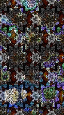 Şatafatlı bahar bahçesi dokusu. Flower eskiz arka planı. Çiçek deseni. Raster illüstrasyonu.