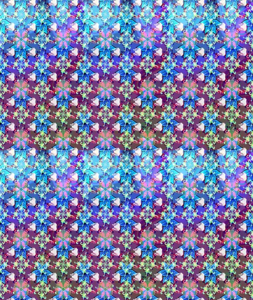 Mavi renkli çiçekler. Raster illüstrasyonu. Çizim çiçek deseni duvar kağıdı için kullanılabilir.