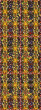 El çizimi. Kahverengi ve sarı renkli çiçekler. Çiçeklerle kusursuz desen. Suluboya çizimi.