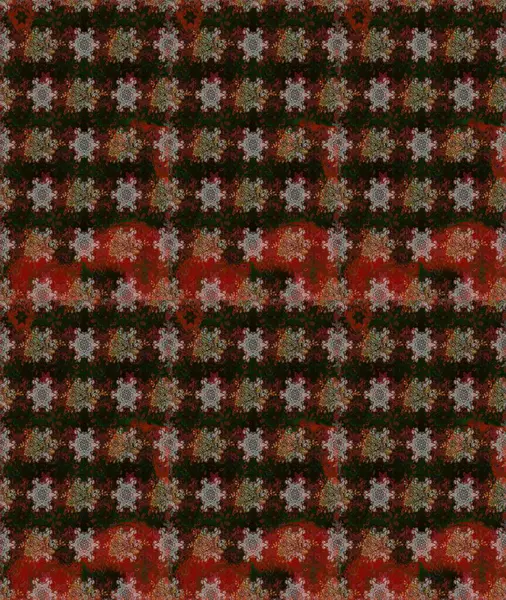 Renkli grunge, soyut arkaplanı kologri ve kahverengi çiçeklerle süslüyor. Parmak izi, kumaş, duvar kâğıdı, tekstil için raster dokusu. İşlemeli çiçek desenli..