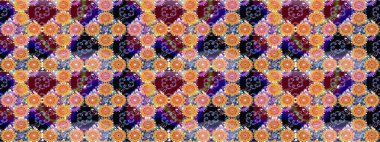 Turuncu renkli çiçekli çiçek deseni çiz. Çiçekler suluboya tarzında turuncu renkte.