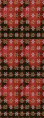 Güzel kumaş deseni. Raster illüstrasyonu. Kahverengi ve kırmızı renklerde. Raster illüstrasyonunda kusursuz çiçek deseni.