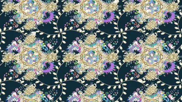 Mavi renkli çiçekler. Renkli Bahar Teması eskiz kalıbı. Raster illüstrasyonundaki çiçek desenli çizim. Düz Çiçek Elementleri Tasarımı.