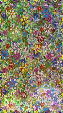 Klasik taslak çizimi. Raster çiçek izi. Çiçek yeşili, pürüzsüz desen. Raster Yumuşak kumaş deseni.