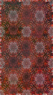 Raster suluboya çiçek deseni, narin çiçekler, kahverengi çiçekler, tebrik kartı şablonu. Güzel kumaş deseni.