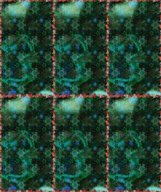 Çiçek deseni. Yeşil renklerde çiçeksiz. Raster illüstrasyonu. Yeşil renkli çiçekler. Şatafatlı bahar bahçesi dokusu.