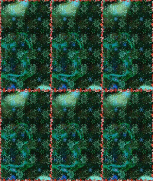 Çiçek deseni. Yeşil renklerde çiçeksiz. Raster illüstrasyonu. Yeşil renkli çiçekler. Şatafatlı bahar bahçesi dokusu.