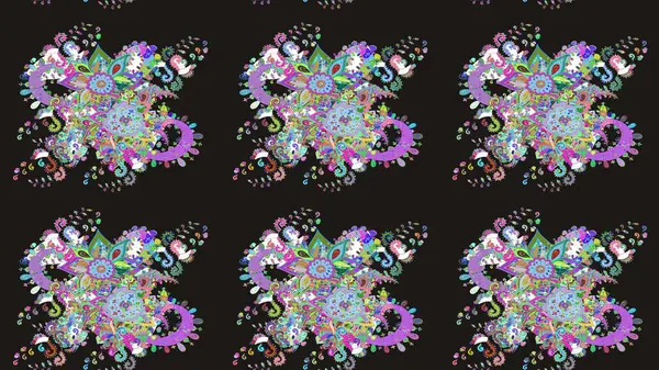 Eski usul küçük çiçekli şirin bir eskiz deseni. Kumaş, duvar kağıdı ve kağıt üzerine baskı yapmak için gelişen arka plan. Moda arka planında parlak buketler. Raster illüstrasyonu.