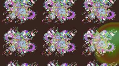 Şirin çiçekli, desenli, mor renkli bir eskiz deseni. Tekstil için suluboya eskiz deseni. El çizimi çiçek çizimi deseni (fayans)).