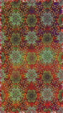 Küçük kahverengi ve yeşil çiçeklerle oldukça eski bir besin torbası deseni. Tekstil, kumaş, kapaklar, duvar kağıtları, baskı, naylon, yapıştırma, örgü, dekupaj için çiçeksiz arkaplan.