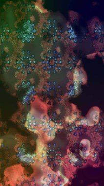 Raster Çiçek İllüstrasyonu 'nun şirin tekstili. Kahverengi renkli etnik çiçeklerle zarif bir eskiz deseni..