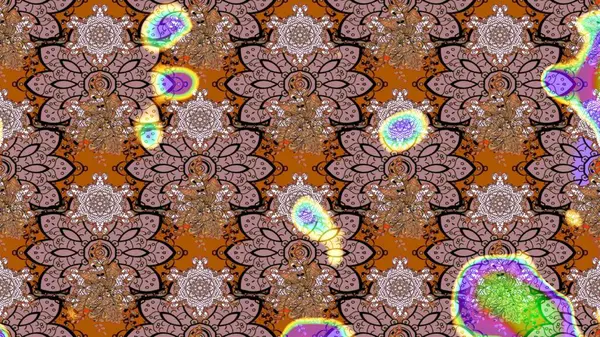 Vadinin çiçekleri kahverengi renklerde. Çiçeksel çizim kalıbının çizimi.