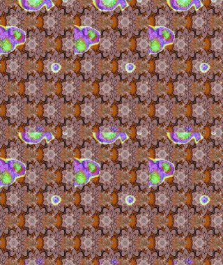 Çizim çiçek deseni duvar kâğıdı olarak kullanılabilir. Raster illüstrasyonu. Kahverengi renkte çiçekler.