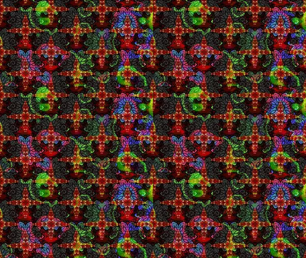 Raster illüstrasyonundaki çiçek desenli çizim. Renkli Bahar Teması eskiz kalıbı. Süslü kumaş deseni. Düz Çiçek Elementleri Tasarımı.