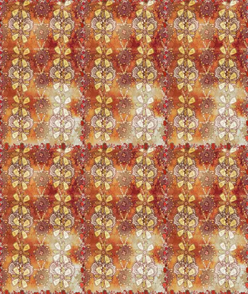 Nazik, narin çiçek arkaplanı. Çiçekli karalama şeklinde Raster çiçek deseni. Kahverengi ve bej renkli çiçekler.