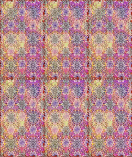 Raster illüstrasyonu. Çiçek duvar kâğıdı. Çiçek arkaplan. Tarafsız renklerde şirin tekstil tarzında. Renkli, pürüzsüz desen.