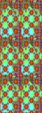 Raster illüstrasyonu. Raster deseni. Kahverengi ve yeşil renklerde bahar çiçekleri. Patlayan çiçekler soyut yerleştirilmiş.