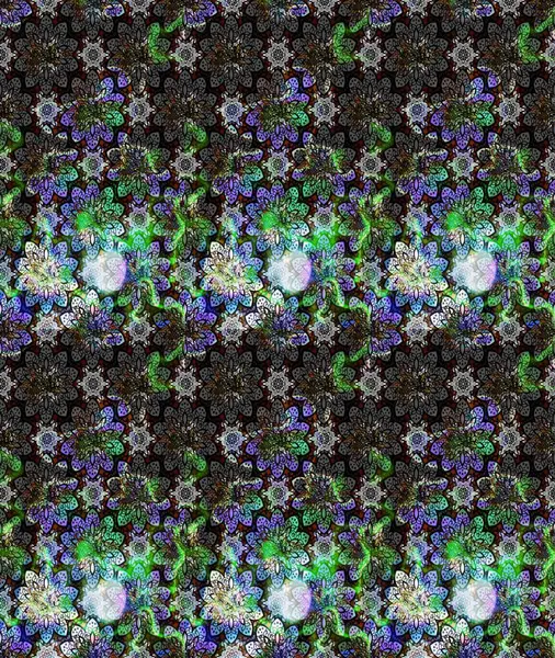 Raster Floral Illustration, Asyalı tekstil. Gri renkli etnik çiçeklerle zarif eskiz deseni.