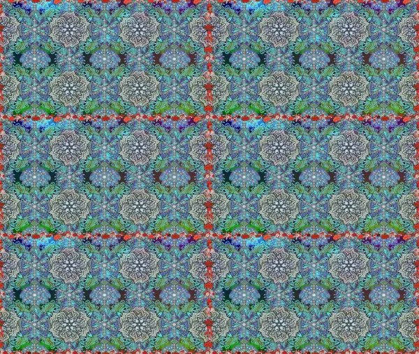 Raster illüstrasyonu. 3 boyutlu çiçekler, pürüzsüz. Mavi ve gri renklerde.