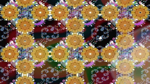 Hediye ambalaj kağıdı, tebrik kartları, posterler ve pankart tasarımı. Kahverengi renkli çiçekler. Raster düz çiçek çizim deseni.