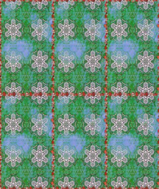 Suluboya tarzında yeşil renkte. Raster illüstrasyonu. Pürüzsüz bahar deseni ve küçük çiçekler.