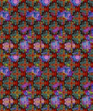 Raster güzel kumaş deseni çiziyor. Çiçek deseni. Renkli Bahar Teması eskiz kalıbı. Düz Çiçek Elementleri Tasarımı.