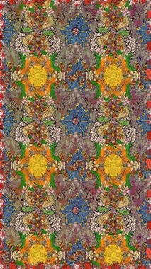 Yumuşak, bahar çiçekli arka plan. Çiçekli karalama şeklinde Raster çiçek deseni. Kahverengi ve bej renkli çiçekler.