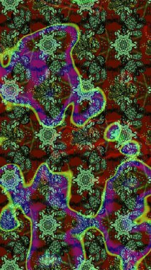 Raster çiçek desenleri çiziyor. Vadinin yeşil renkli çiçekleri.