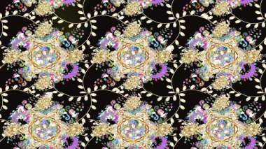 Düz Çiçek Elementleri Tasarımı. Sevimli çiçek raster deseni. Renkli Yaz Temalı eskiz kalıbı. Modaya uygun kumaş deseni.