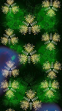 Çiçekli ipek eşarp. 1950-1960 motifleri. Retro tekstil tasarım koleksiyonu. El çizimi çiçek unsurları olan soyut çizim raster deseni. Yeşil ve mavi, yeşil ve mavi.