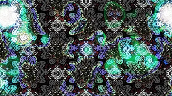 Soyut etnik raster çizim kalıbı. Vadinin gri renkli çiçekleri. Çiçekler..