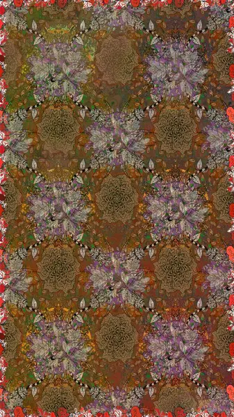 Kahverengi renkli çiçekler. Raster düz çiçekleri pürüzsüz desen. Tasarım hediye paketi, tebrik kartları, posterler ve afiş tasarımı.